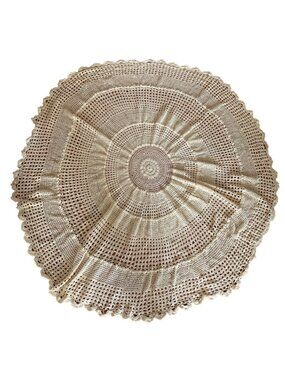 Handmade Round Crochet Lace Doily 56" Cream Cotton Home Decor